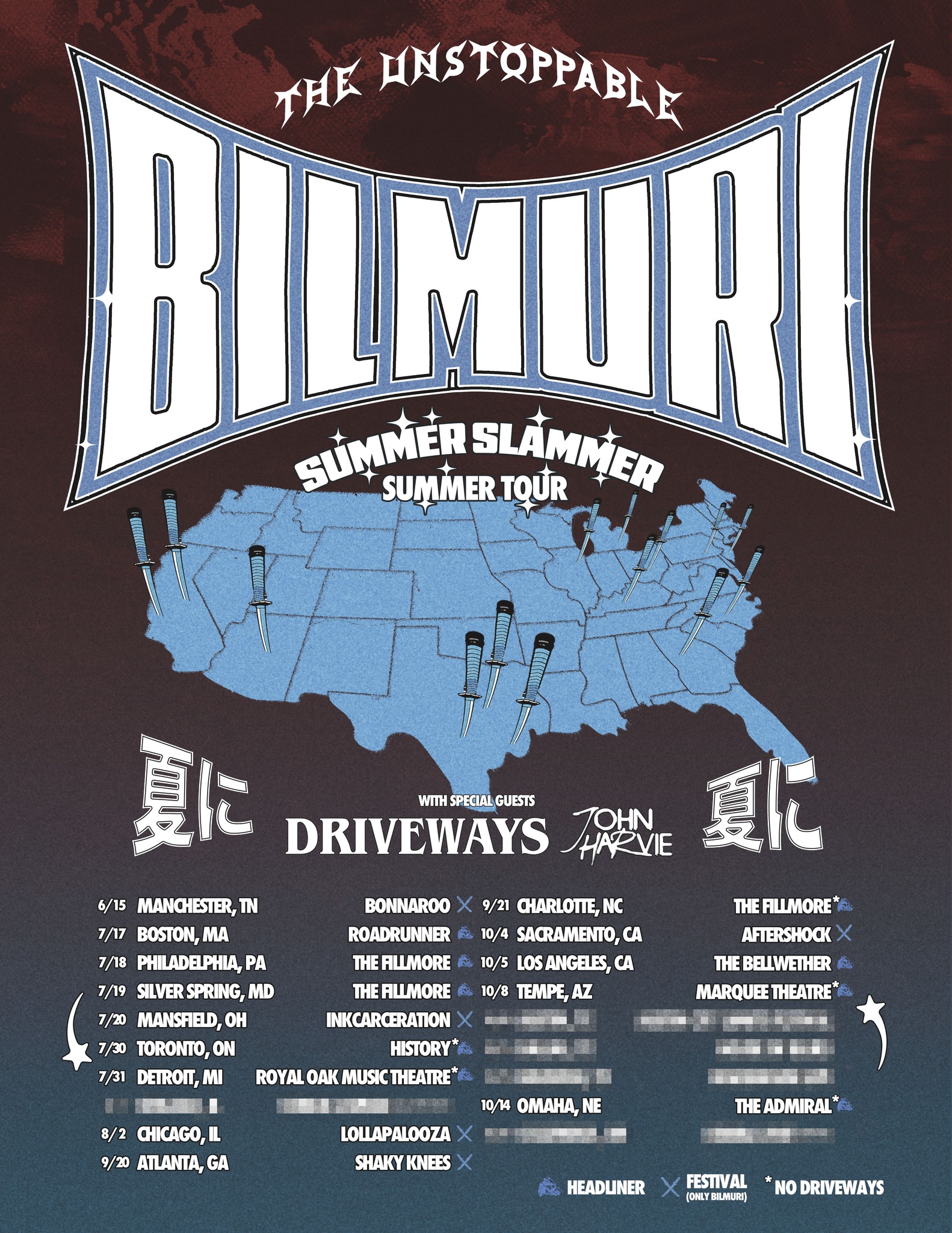 Driveways The Unstoppable Bilmuri: Summer Slammer Tour Poster 2025